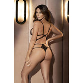 Strappy Black Teddy Lingerie with Nipple Cutout and Brazilian Fit Teddies